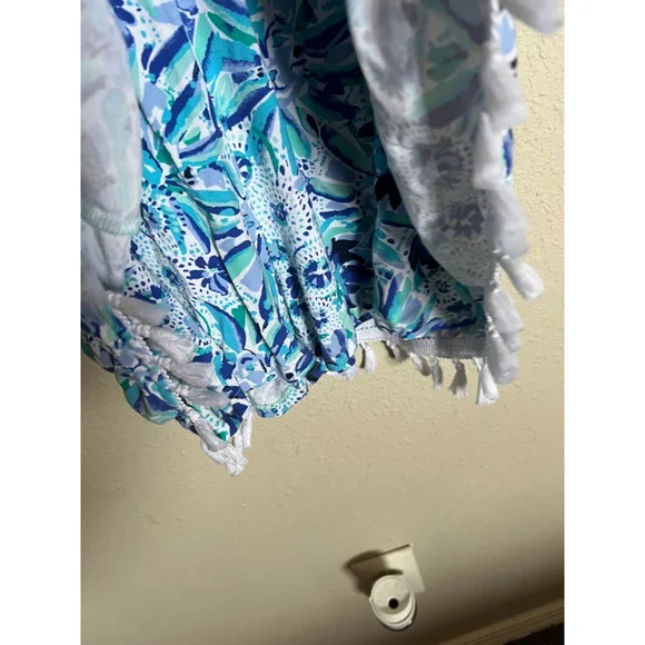 Women's Lilly Pulitzer Faux Dress Romper Size S Blue Floral Sleeveless - Picture 10 of 10